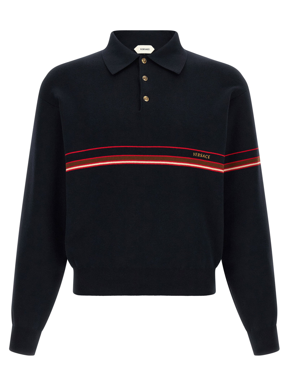Versace Inlaid Striped Polo Shirt