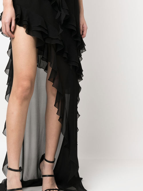 Alessandra Rich Ruffles detail silk georgette evening dress