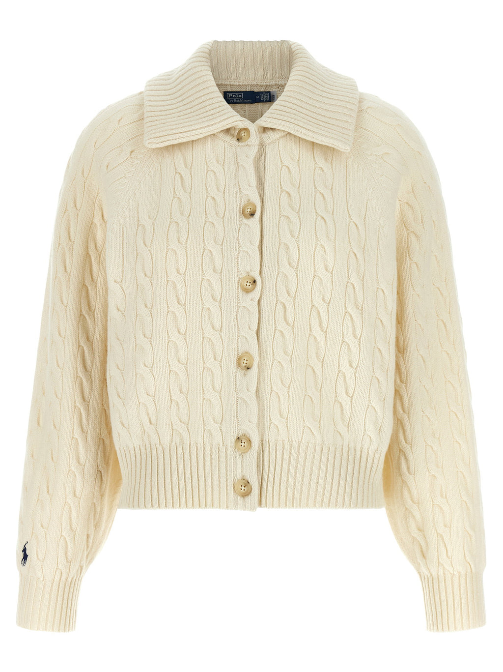 Polo Ralph Lauren White Braid Wool And Cashmere Cardigan