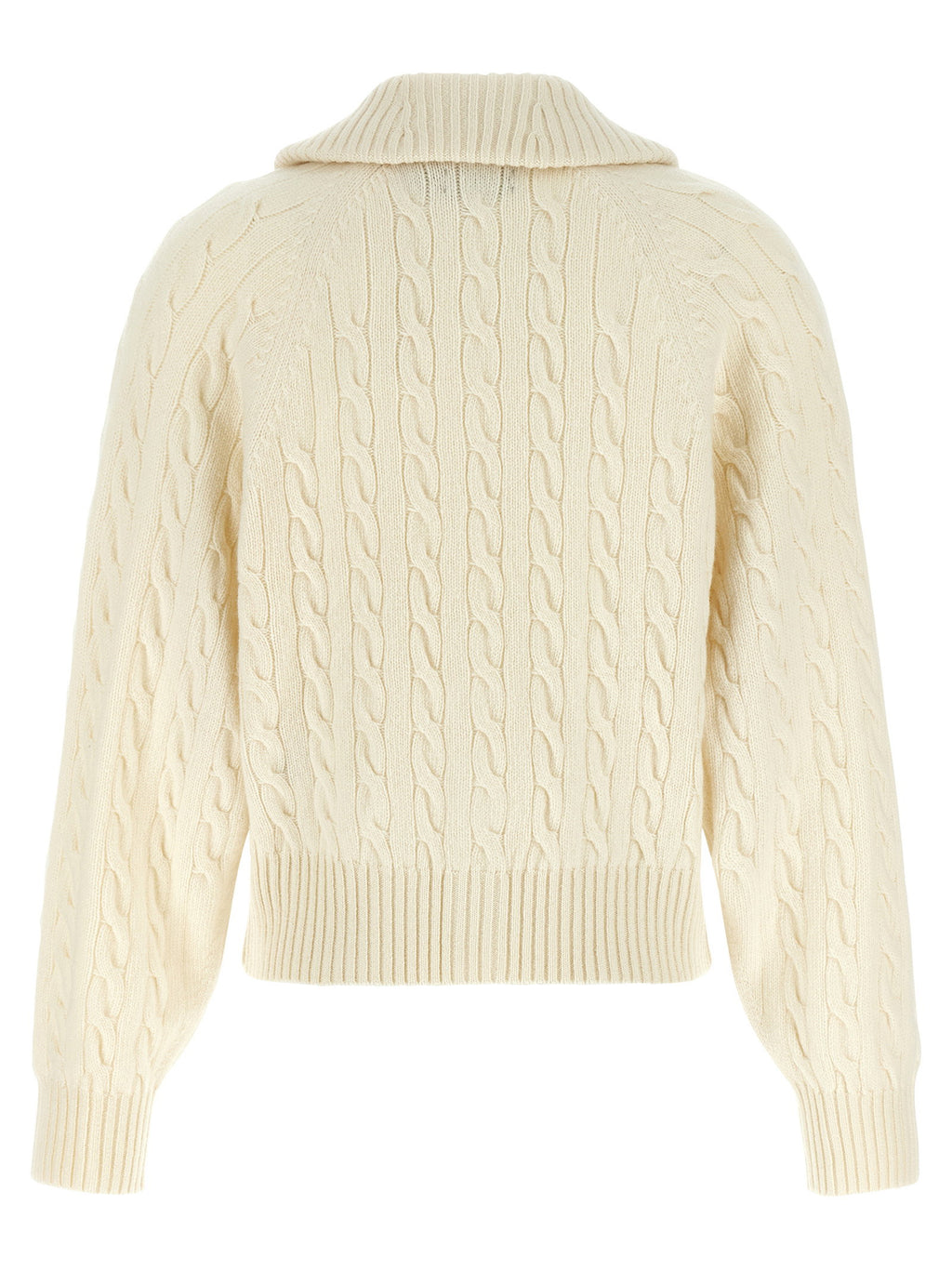 Polo Ralph Lauren White Braid Wool And Cashmere Cardigan