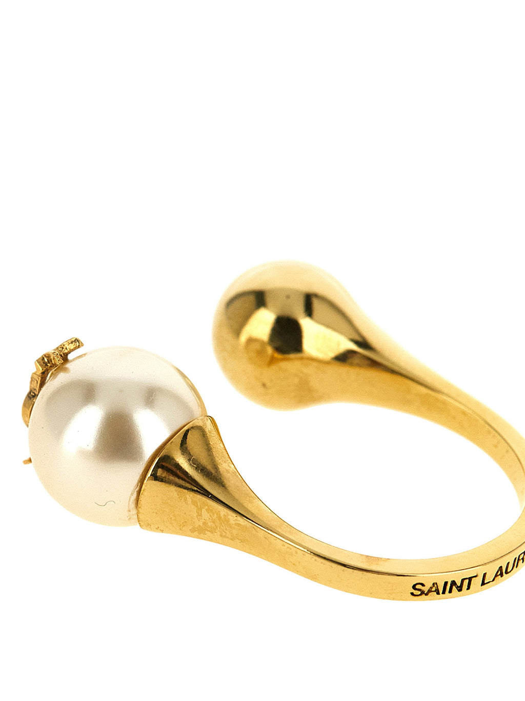 Saint Laurent Cassandre Ring With Pearl And Sphere