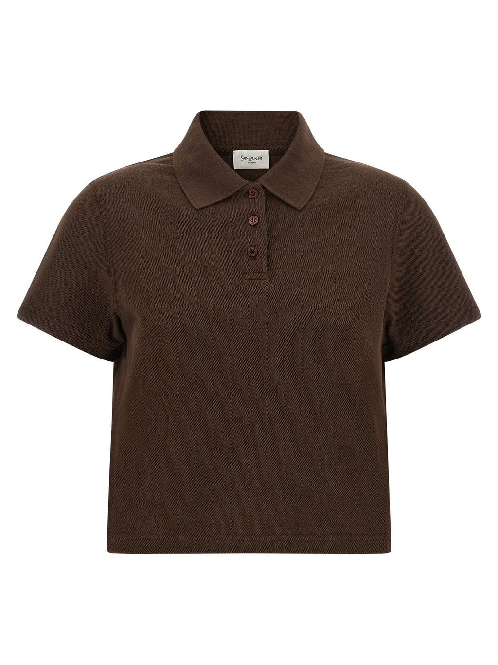 Saint Laurent Cassandre Crop Polo Shirt
