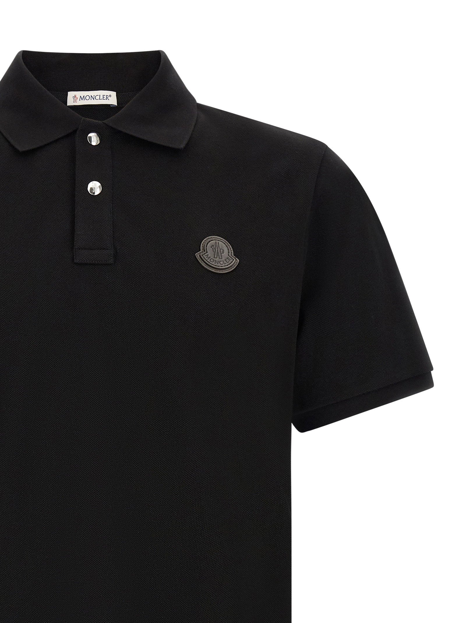 Moncler Leather Logo Patch Polo Shirt