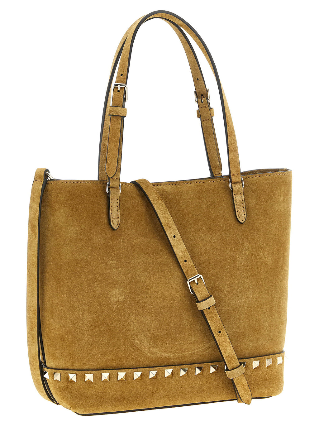 Valentino Garavani V. Garavani Rockstud Small Beige Shopping Bag